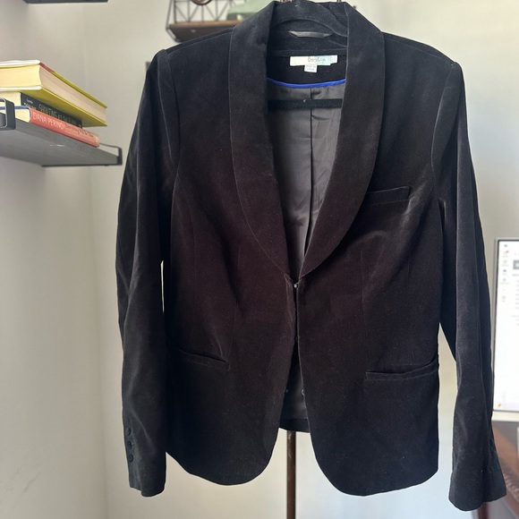 #10 BODEN BLACK VELVET V CUT BLAZER WORM PETITE SIZE 12 - Picture 5 of 8